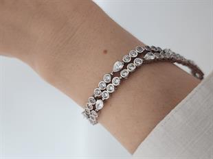 Çift Sıra Küre Taşlı Silver Xuping VIP Premium Bileklik