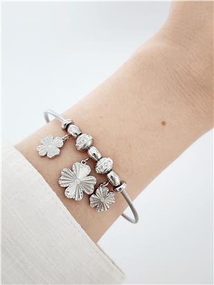 Clover Silver Charm Kelepçe Bileklik