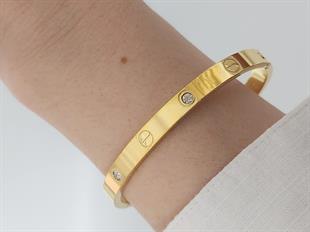 Crtr Gold Taşlı Kelepçe Bileklik
