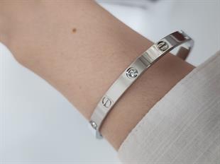 Crtr Silver Taşlı Kelepçe Bileklik