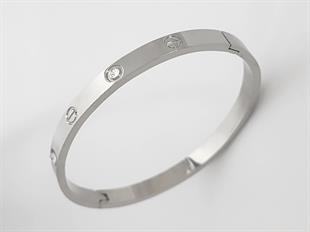 Crtr Silver Taşlı Kelepçe Bileklik