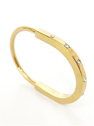 Gold Taşlı Kilit Kelepçe Bileklik