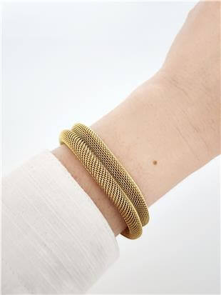 Hasır Örme Çelik Gold Bileklik