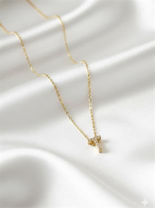 Minimal Zirkon Taşlı Gold Harf Kolye