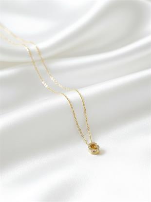 Minimal Zirkon Taşlı Gold Harf Kolye