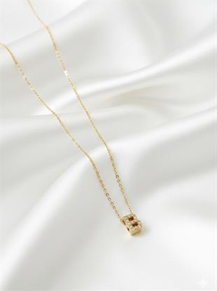 Minimal Zirkon Taşlı Gold Harf Kolye