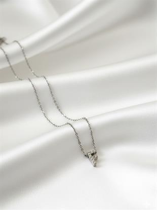 Minimal Zirkon Taşlı Silver Harf Kolye