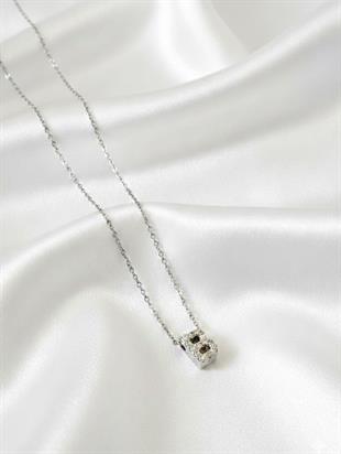 Minimal Zirkon Taşlı Silver Harf Kolye