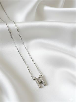 Minimal Zirkon Taşlı Silver Harf Kolye