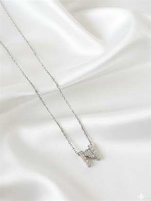 Minimal Zirkon Taşlı Silver Harf Kolye