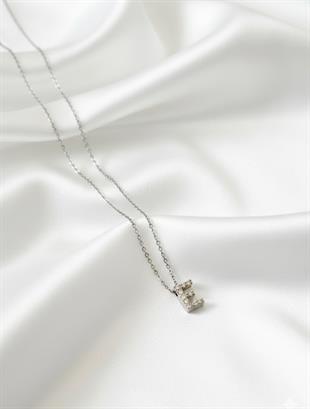 Minimal Zirkon Taşlı Silver Harf Kolye