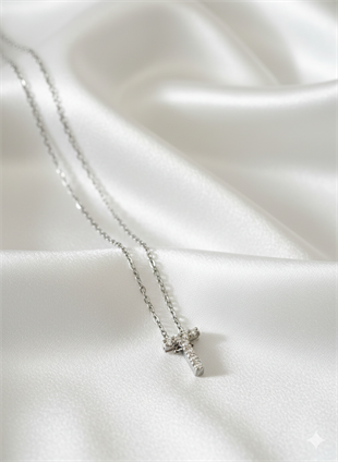 Minimal Zirkon Taşlı Silver Harf Kolye