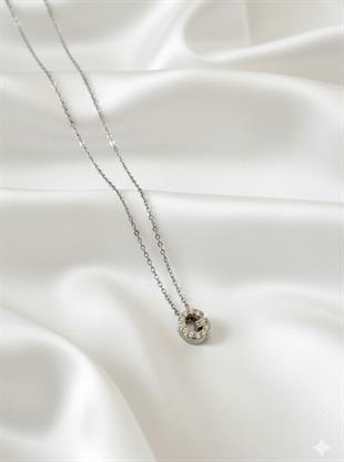 Minimal Zirkon Taşlı Silver Harf Kolye