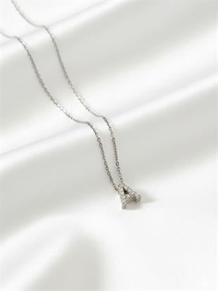 Minimal Zirkon Taşlı Silver Harf Kolye