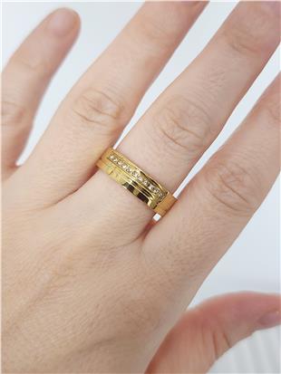 On bir Taş Gold Çelik Yüzük