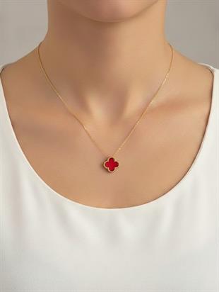 Red Tek Yonca Kolye