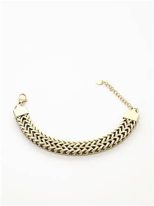 Retro Geniş Örme Zincir Gold Bileklik