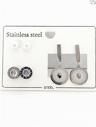 Roma Rakamlı İnci Silver 6lı Küpe Seti