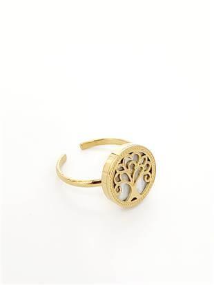 Sedefli Hayat Ağacı Çelik Yüzük