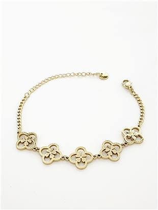 Silüet Beş Yonca Gold Bileklik