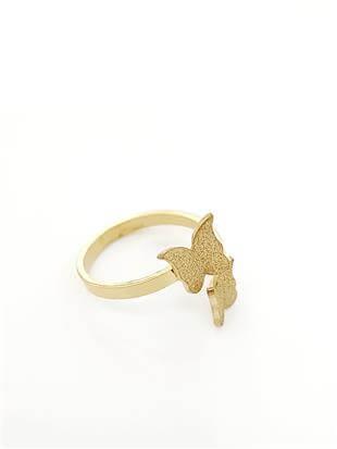 Simli Kelebek Detaylı Çelik Yüzük