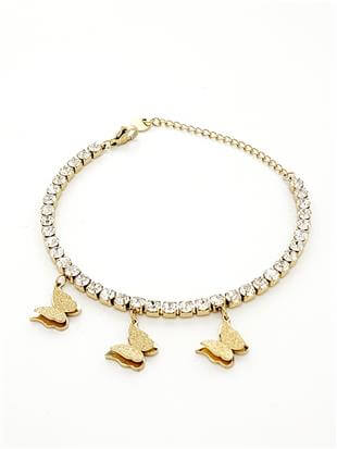 Simli Kelebek Su yolu Gold Bileklik