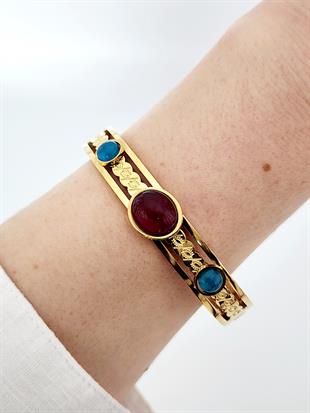 Sultan Model Bordo Taşlı Kelepçe Bileklik