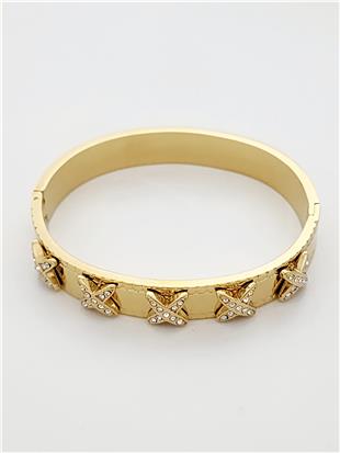 X Model Zirkon Gold Kelepçe Bileklik