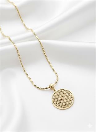 Yaşam Çiçeği Madalyon Kolye 45 cm