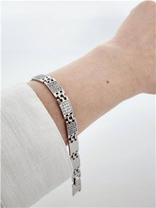 Zirkon İşlemeli Baton Zincir Silver Xuping VIP Premium Bileklik