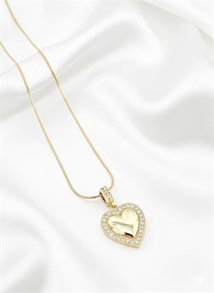 Zirkon Kalp Detaylı Kolye