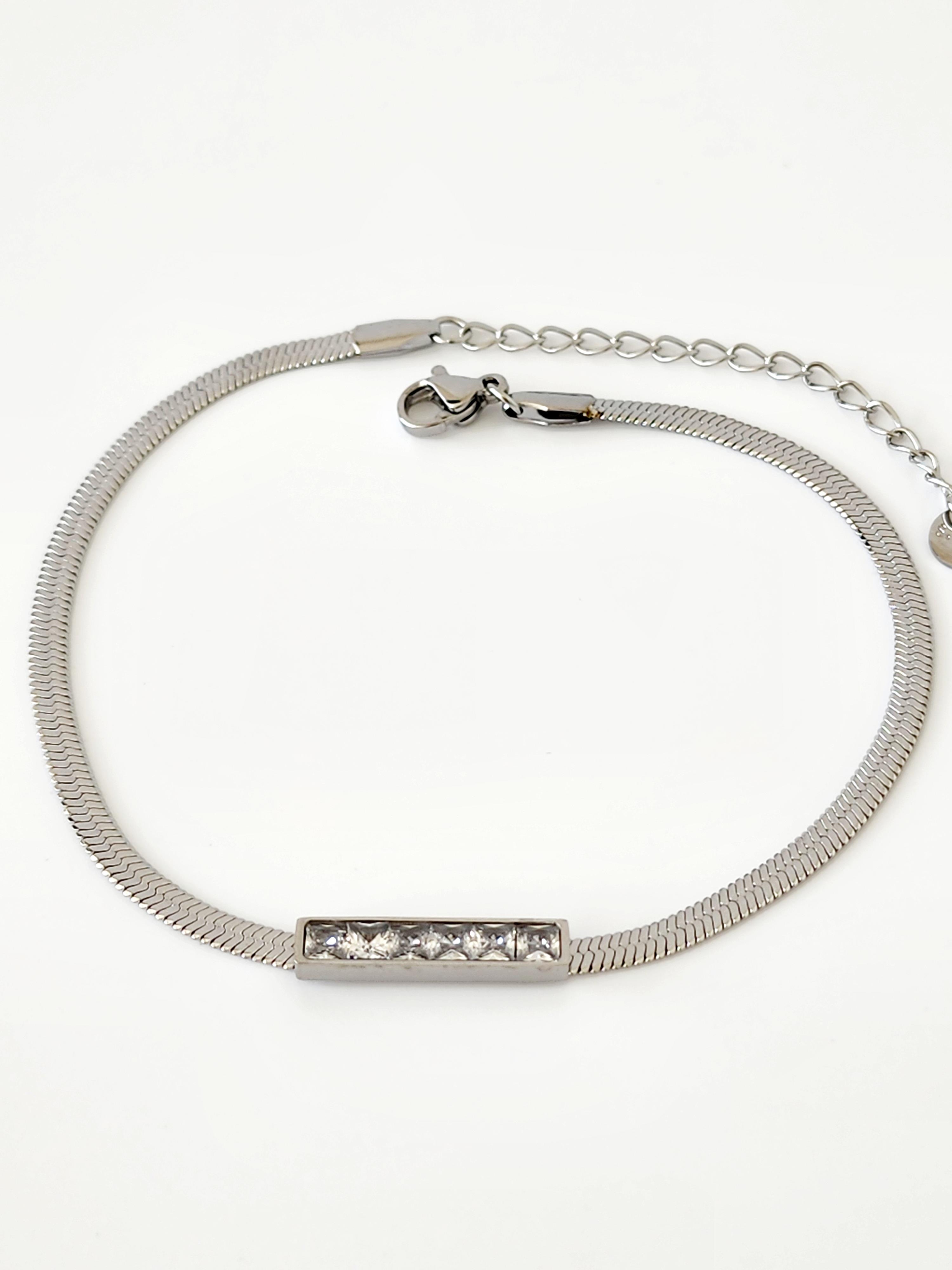 Çelik Silver Baget Taşlı İtalyan Halhal