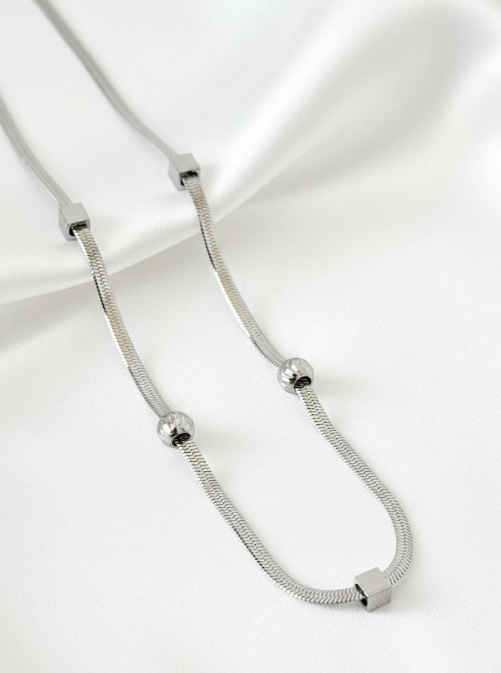 Çelik Silver Doricalı Küplü İnce İtalyan Zincir Kolye 45 cm