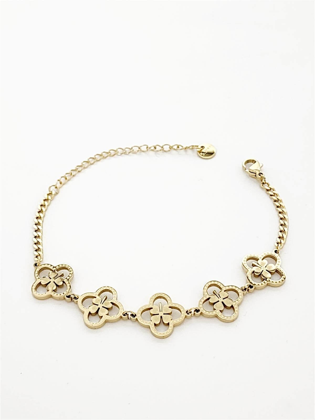Silüet Beş Yonca Gold Bileklik