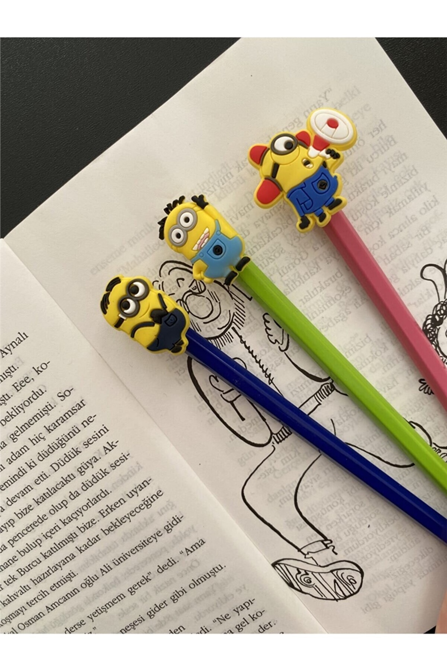 Minion Figürlü Sevimli Kalem Süsü 3'Lü Set I Kalem Süsleri I