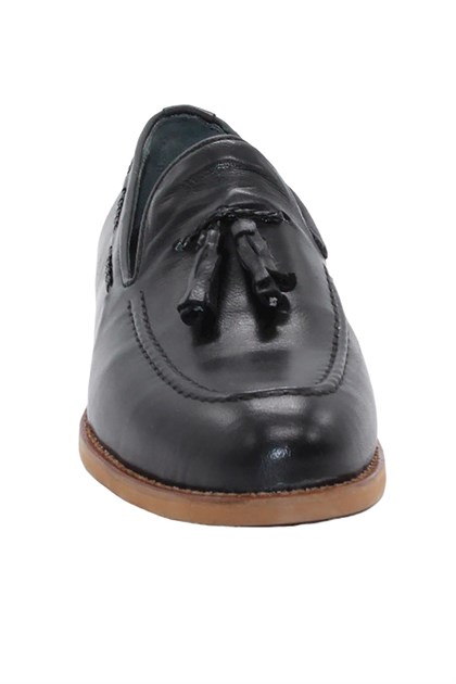 Bluefeet 0345 Siyah Hakki Deri Püsküllü Günlük Erkek Ayakkabı