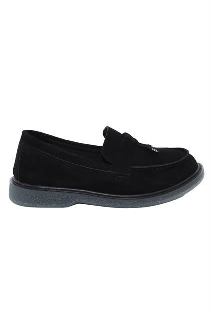 Bluefeet G058 Siyah Süet Kauçuk Taban Kadın Günlük Ayakkabı