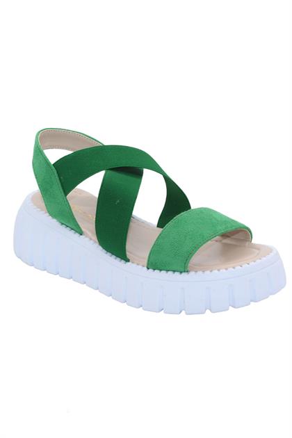 Bluefeet K101 Yeşil Lastik Bantlı Günlük Çapraz Kadın Sandalet