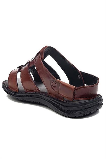 Bluefeet M23 Taba Günlük Erkek Hakiki Deri Sandalet Ayakkabı