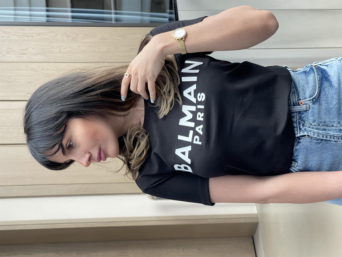 BALMAIN DÜĞME DETAYLI T-SHIRT SİYAH