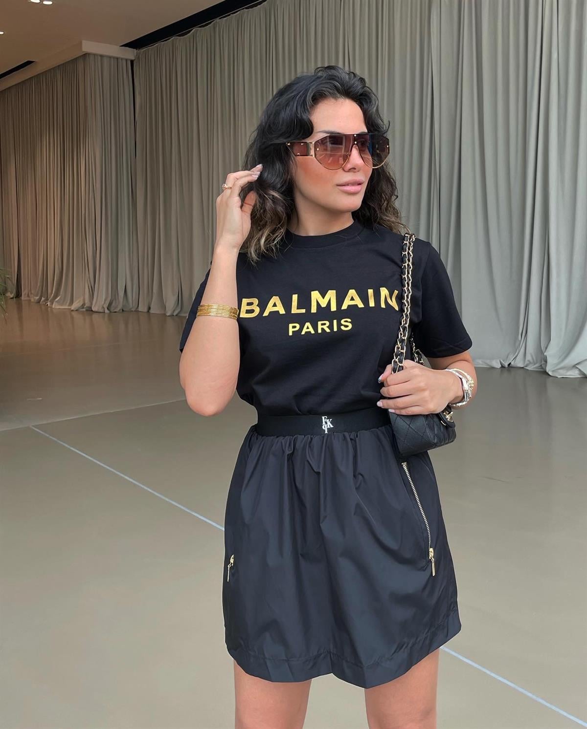 BALMAIN GOLD YAZILI T-SHIRT
