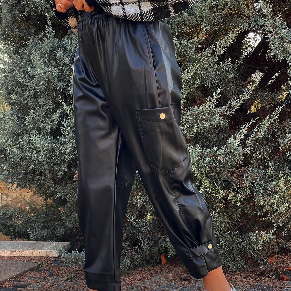 DERİ SİYAH PANTOLON