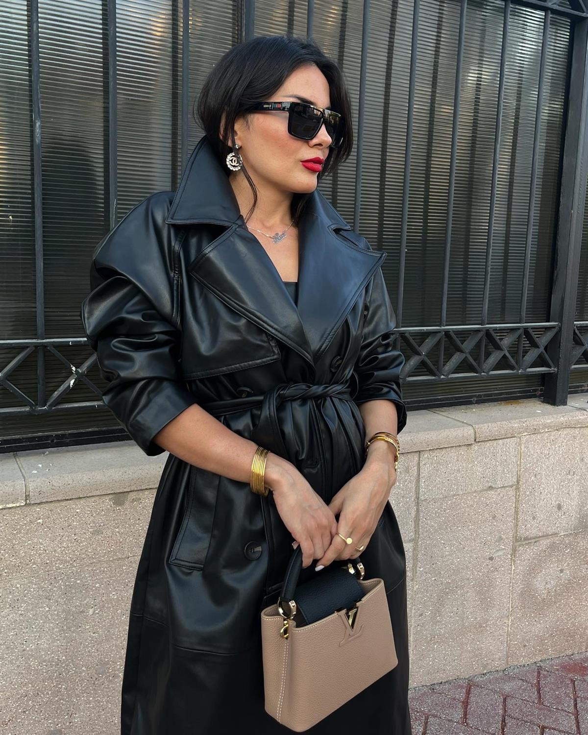 DERİ SİYAH TRENÇKOT