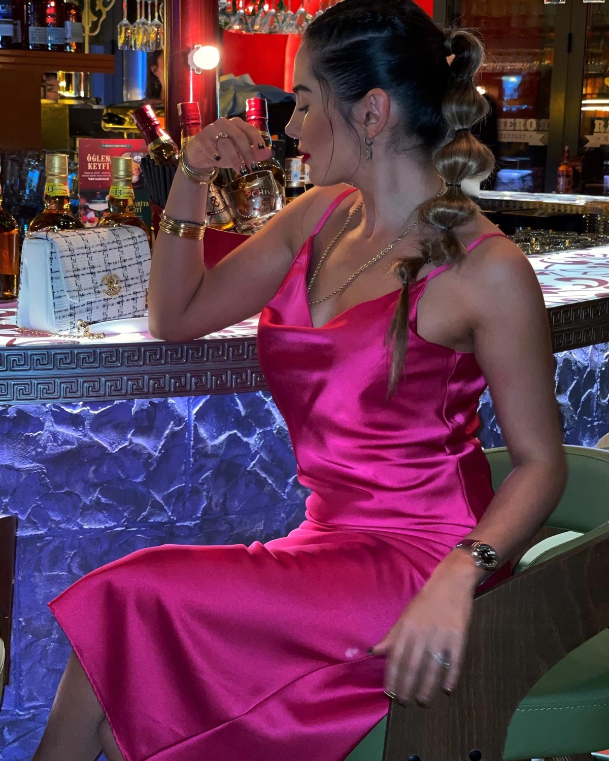 FUŞYA SATEN ELBİSE