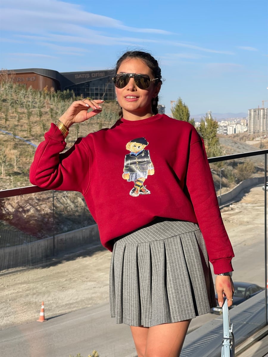 GRİ ÇİZGİLİ ŞORT ETEK