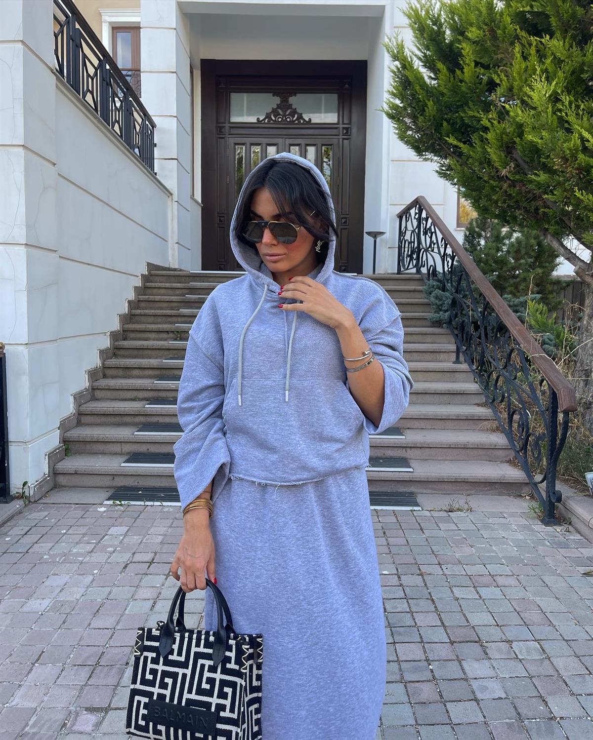 GRİ ETEK SWEAT TAKIM