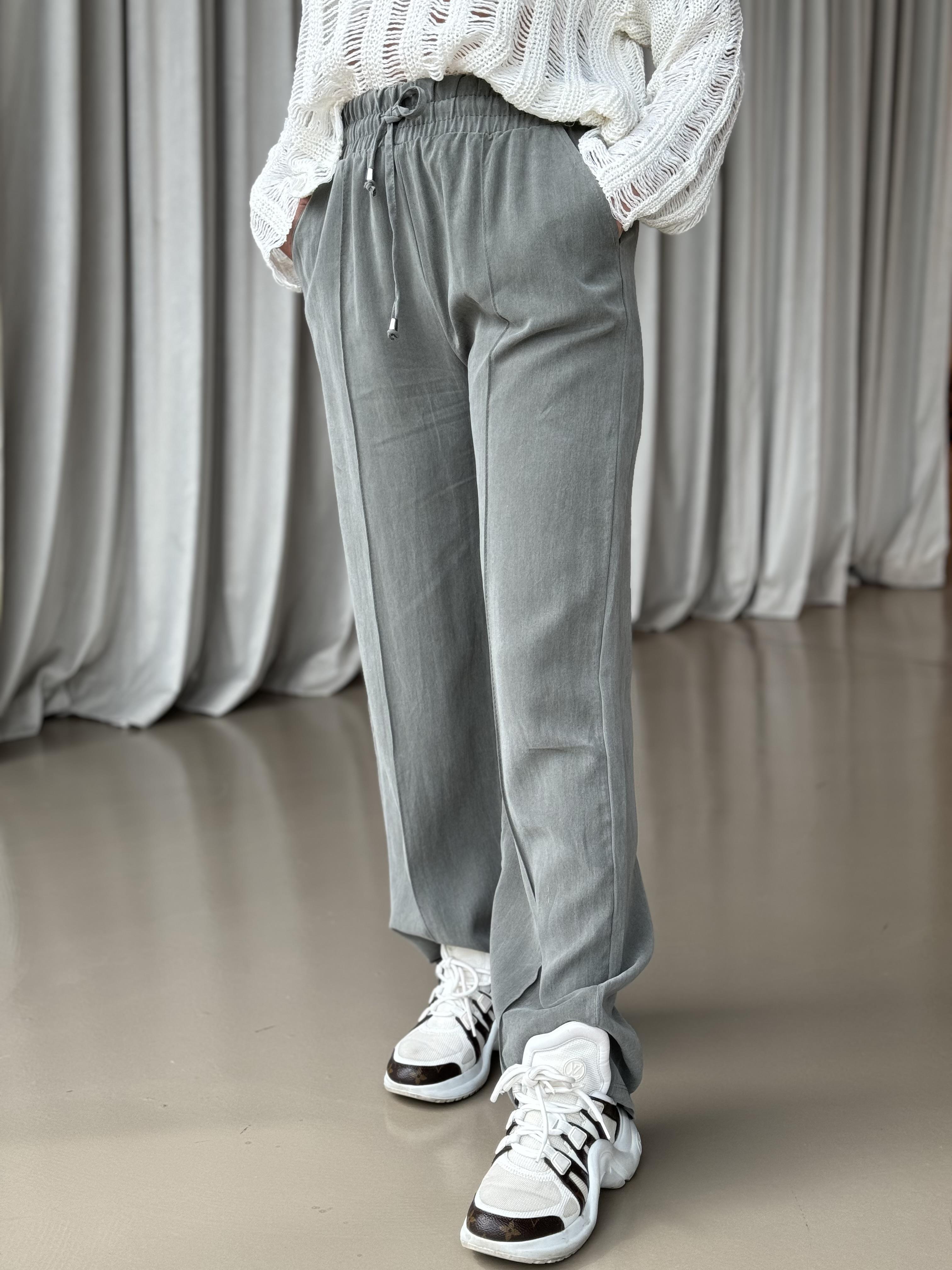 HAKİ BELİ LASTİKLİ BOL PANTOLON