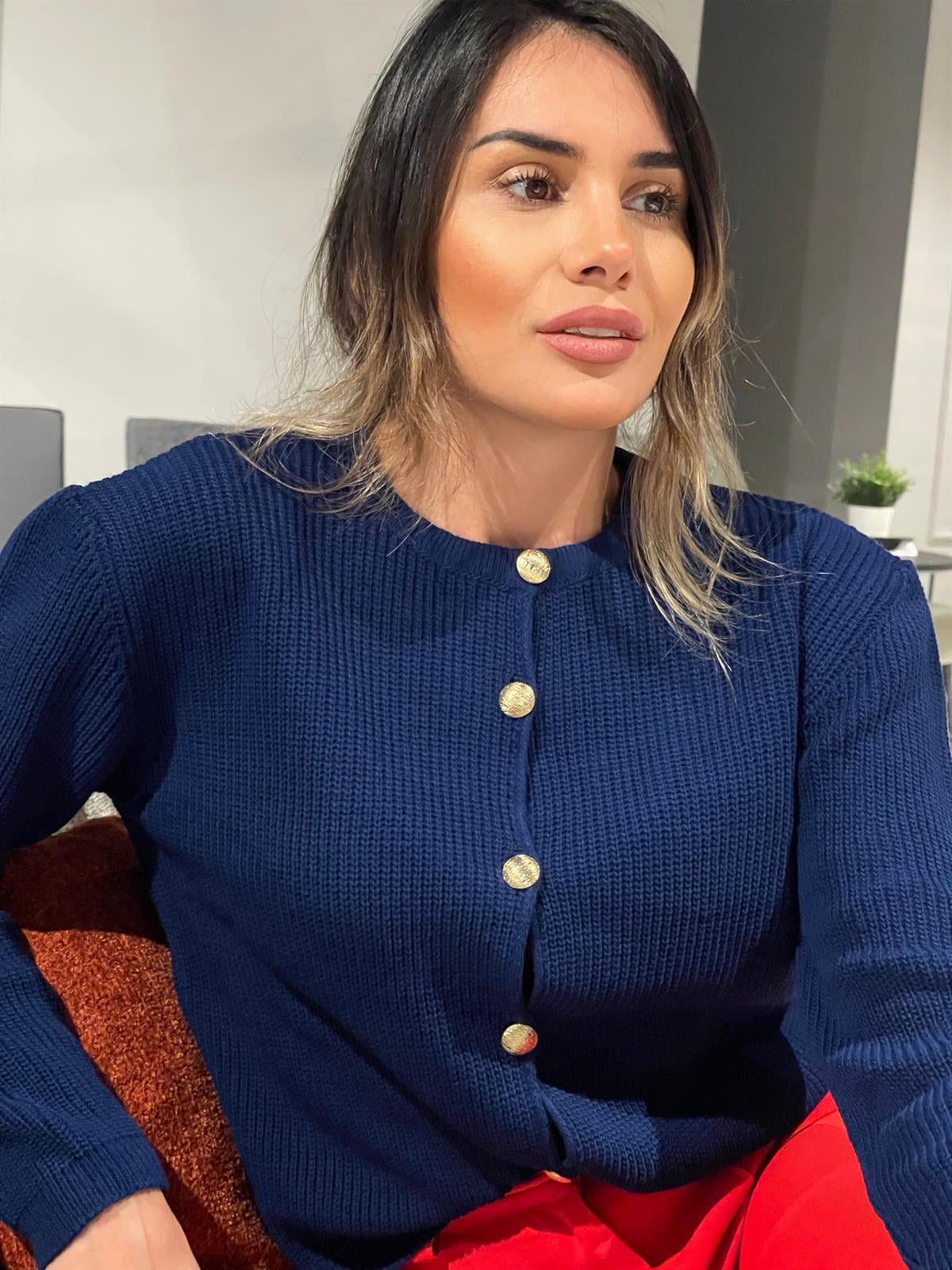 LACİVERT GOLD DÜĞMELİ HIRKA