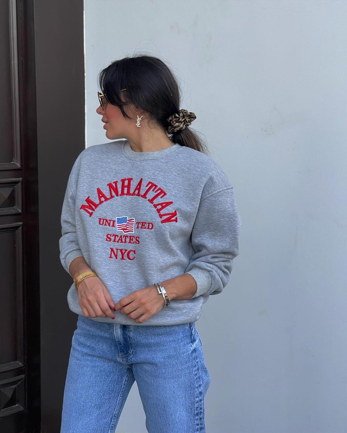 MANHATTAN YAZILI SWEAT