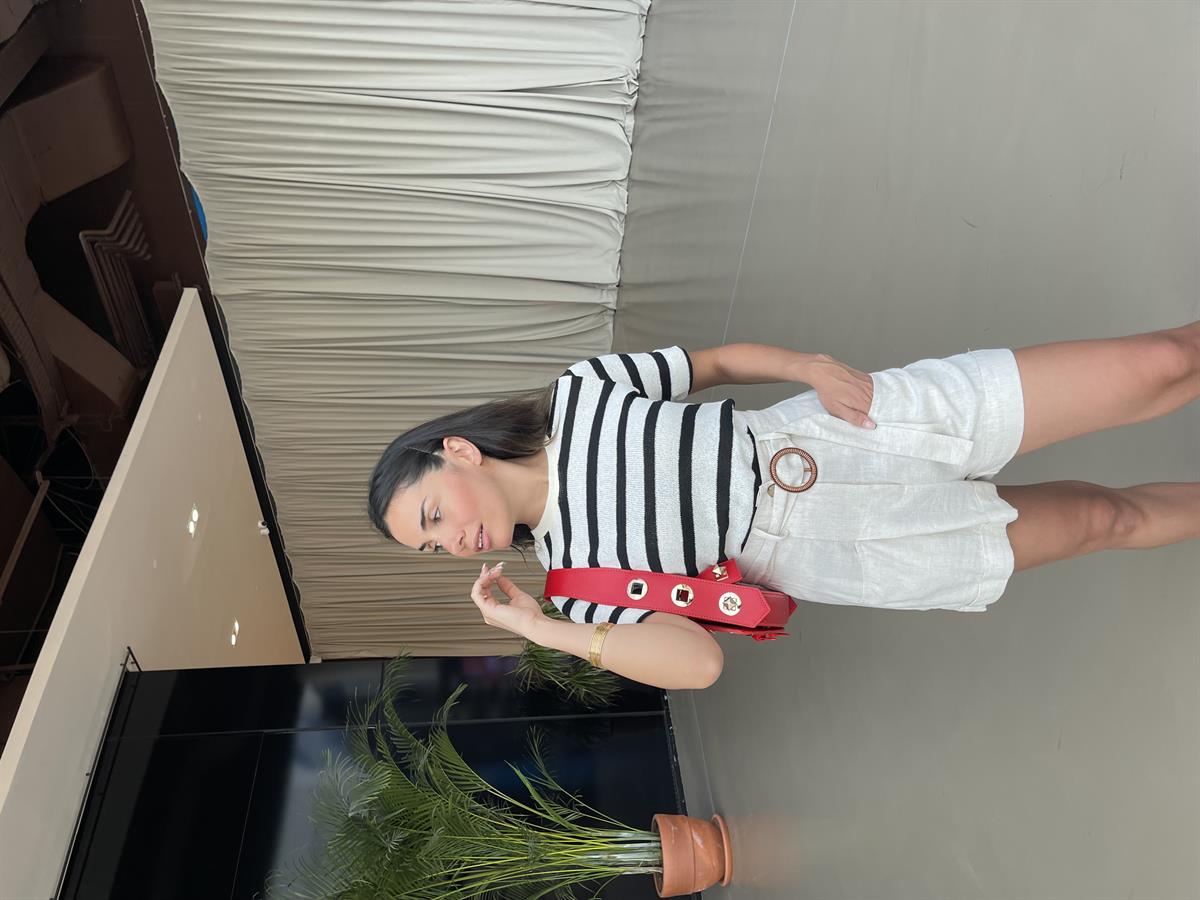 MASSIMO DUITTI ÇİZGİLİ ÖRGÜ T-SHIRT